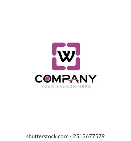 Letter W Logo Vector Design Illustration with Company Name and Your Text Here Logo Template on white background.