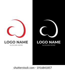 letter W logo vector flat red and white color style