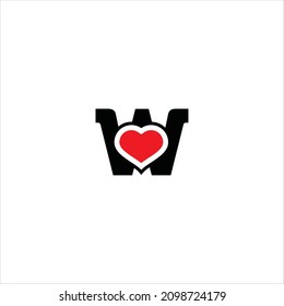 plantilla de corazón del vector del logotipo de la letra w