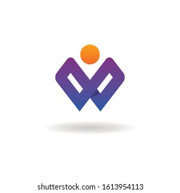letter w logo vector with human people element template