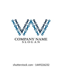 Letter W logo, vector illustration of modern icon bike chains