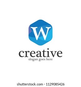 Letter w logo vector. Modern stylized colorful hexagon logo alphabet.