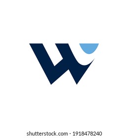 Letter W logo with water drop, flat logo template