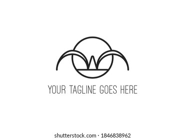 Letter W logo with wings inside circle, perfect for logo, shirt, etc.