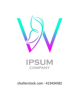 Letter W logo,Butterfly, beauty and fashion logo