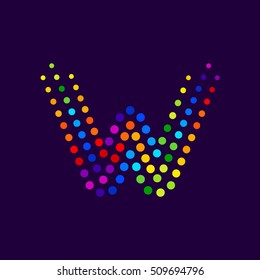 Letter W logo.Dots logo colorful,dotted shape logotype vector design