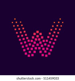Letter W logo.Dots logo colorful,pixel shape logotype vector design