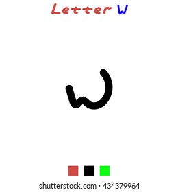 The letter W for logos, icons, web design, the template element. Black letters on a white background English alphabet. Vector Illustration Eps10.