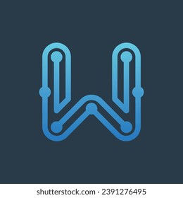 Letter W logotype Circuit Technology, digital Technology abstract dot connection vector logo template