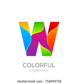 Letter W logotype made of stripes with Glossy colorful and gradient, Rainbow Vibrant Colors for your Corporate identity vector design template