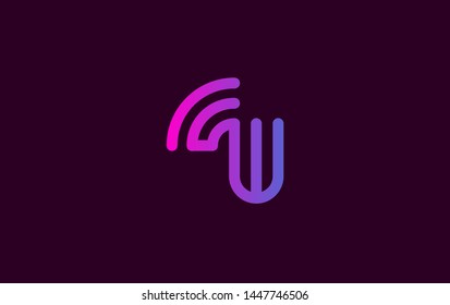Letter W logotype purple and pink color,Technology and digital abstract connection. Wifi vector logo