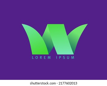 Letter W logotype symbol, W shaped ribbon vector design