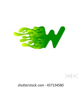 letter W logo,water,splash,waves,green