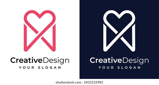 
Letter w love logo design