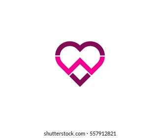 Letter W Love Logo Design Element