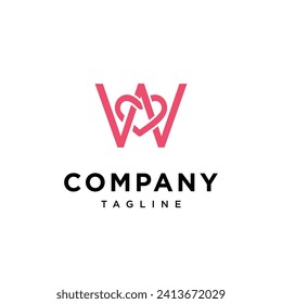 Letter W Love Valentine Logo icon vector template.eps