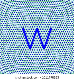letter w lowercase bright blue color on globe shaped texture vector