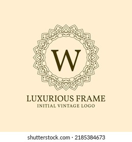 letra W marco lujoso elemento de diseño del logotipo vectorial vintage inicial