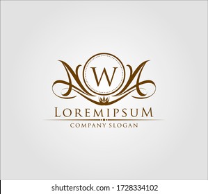 Letter W Luxury Boutique Logo, Heraldic Vintage Badge Design.