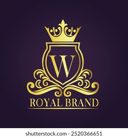 Letter W luxury gold logo concept