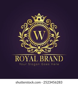 Letter W luxury gold logo concept
