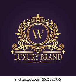 Letter W luxury gold logo concept