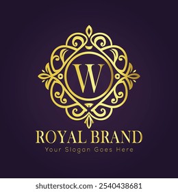 Letra W concepto de logotipo de oro de lujo