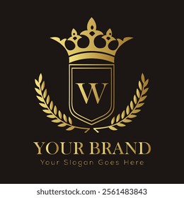 Letter W luxury gold logo concept
