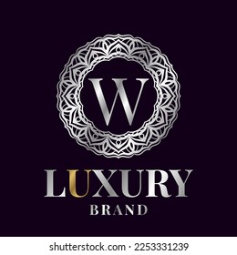 letter W luxury initial circle vector logo design