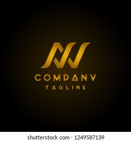 Letter A W luxury initial logo design with golden color.
