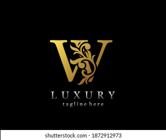 Letter W luxury logo icon, luxury gold flourishes ornament monogram design vector.