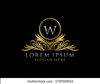Letter W Luxury Logo. Monogram design elements, graceful template. Calligraphic elegant badge design. Business sign for Royalty, Letter Stamp, Boutique, Cafe, Hotel, Heraldic, Jewelry, Wedding.