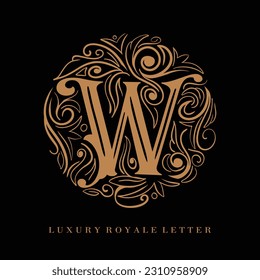 Letter W Luxury Royal Circle Ornament Logo