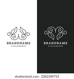 Letter w or m leaf logo icon design template vector illustration