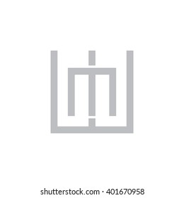 letter W and M monogram square shape logo gray