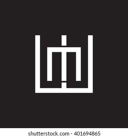 letter W and M monogram square shape logo white black background