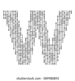 Letter W made from binary code data