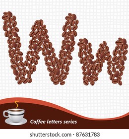 Letter W made of coffee beans vector set