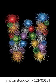 letter (W)  made from colorful in the form of fireworks letters - check my portfolio for other letters.