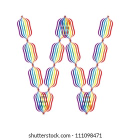 Letter W made in rainbow colors on white background