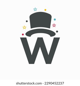 Letter W Magic Hat Logo Design. Magician Symbol Vector Template