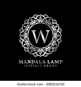 letter W mandala lamp initials decorative vector logo design for wedding, spa, hotel, beauty care