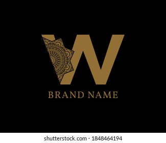 letter W mandala royal vintage decorative logotype for luxurious product of company or brand, beauty care, bridal, wedding organizer or spa
