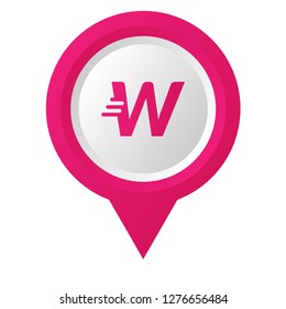 letter W and map pin. logo concept. Designed for your web site design, logo, app, UI