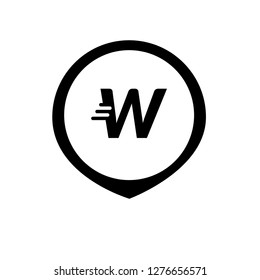 letter W and map pin. logo concept. Designed for your web site design, logo, app, UI