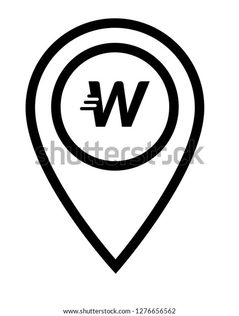 letter W and map pin. logo concept.\
Designed for your web site design, logo, app,\
UI