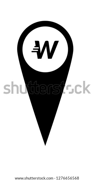 letter W and map pin. logo concept.\
Designed for your web site design, logo, app,\
UI