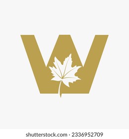 Letter W Maple Leaf Elegantes Logo. Ahornleaf-Logotype-Vektorvorlage