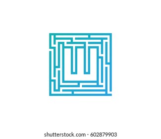 Letter W Maze Labyrinth Logo Design Element