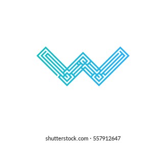 Letter W Maze Logo Design Element